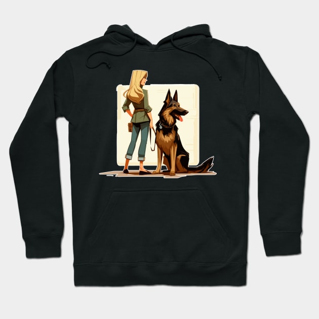 Cartoon woman with German Shepherd Hoodie by TomFrontierArt